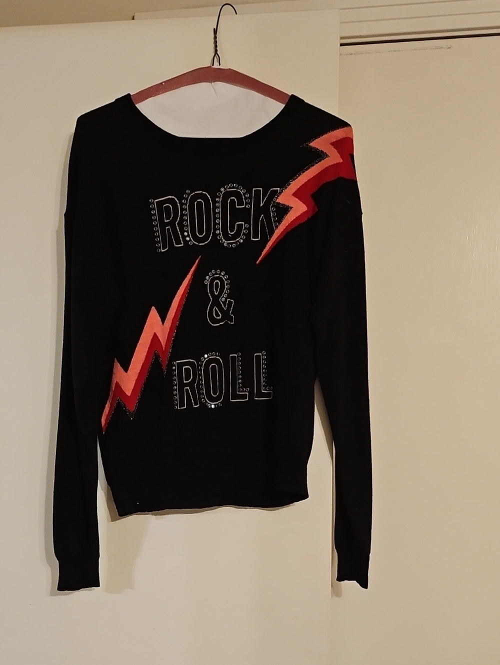 Zadig & Voltaire Black Crewneck Sweater with Red Lightning
